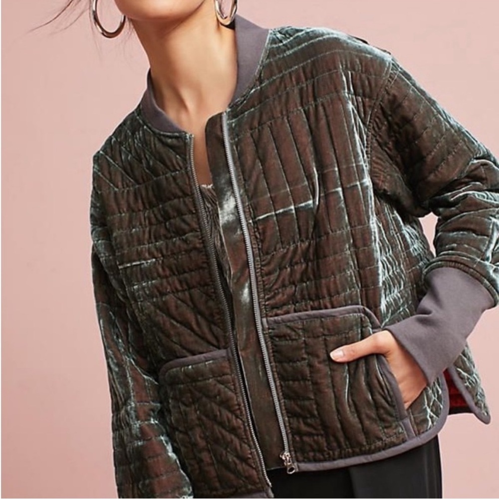 ANTHROPOLIGIE Hei Hei Velvet quilted jacket Sz XS - Picture 4 of 13